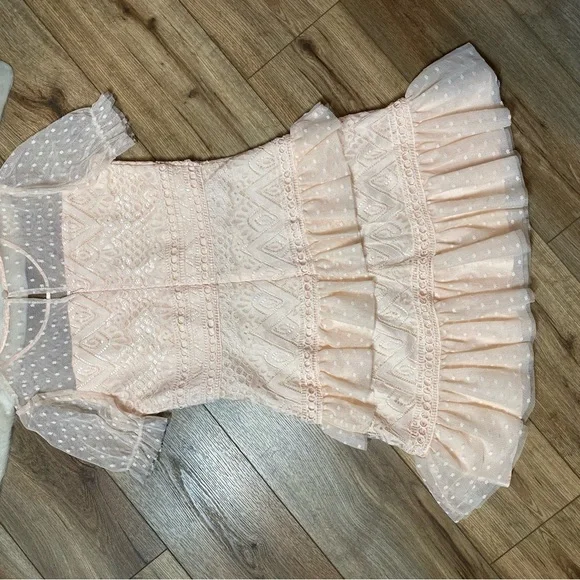 BCBG girls lace puff sleeve pink dress - Picture 6 of 8